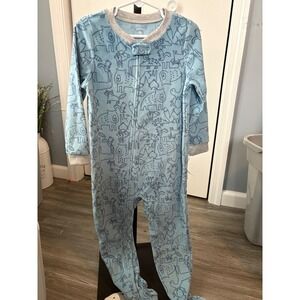 Carters Toddler Boys 4T Blue Fleece Woodland Animal Footed Pajamas Moose Feet